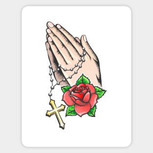 Praying Hands with Chain and Big Cross Sticker